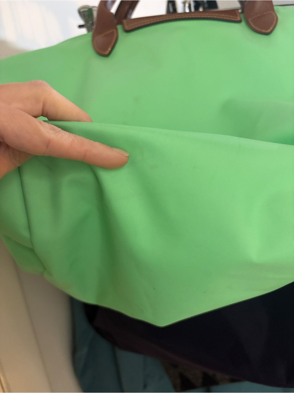 Longchamp Le Pliage Medium Short Handle Tote Soft Green Nylon Foldable - Picture 7 of 8